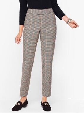 TALBOTS | NWT High-Waist Hampshire Ankle Houndstooth Plaid Pants Black Cream 16W